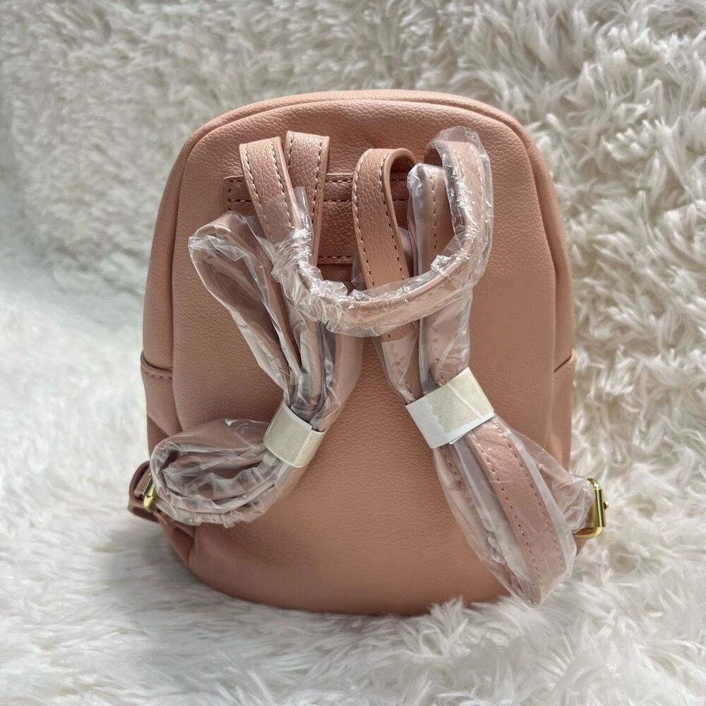 Mini Leather Backpack Cherry Pink Adjustable Stra… - image 4